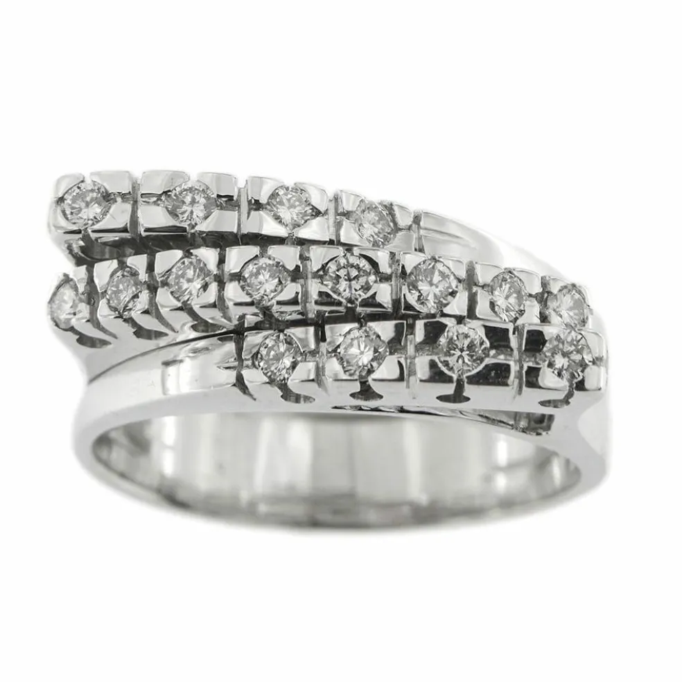 Bague triple rivière avec diamants 0,48 ct