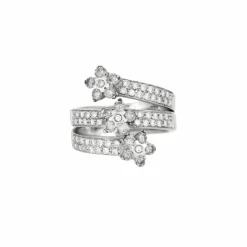 Bague trois joncs en or gris avec diamants