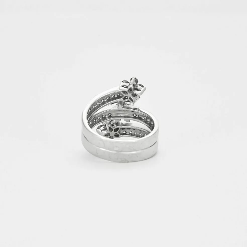 Bague trois joncs en or gris avec diamants