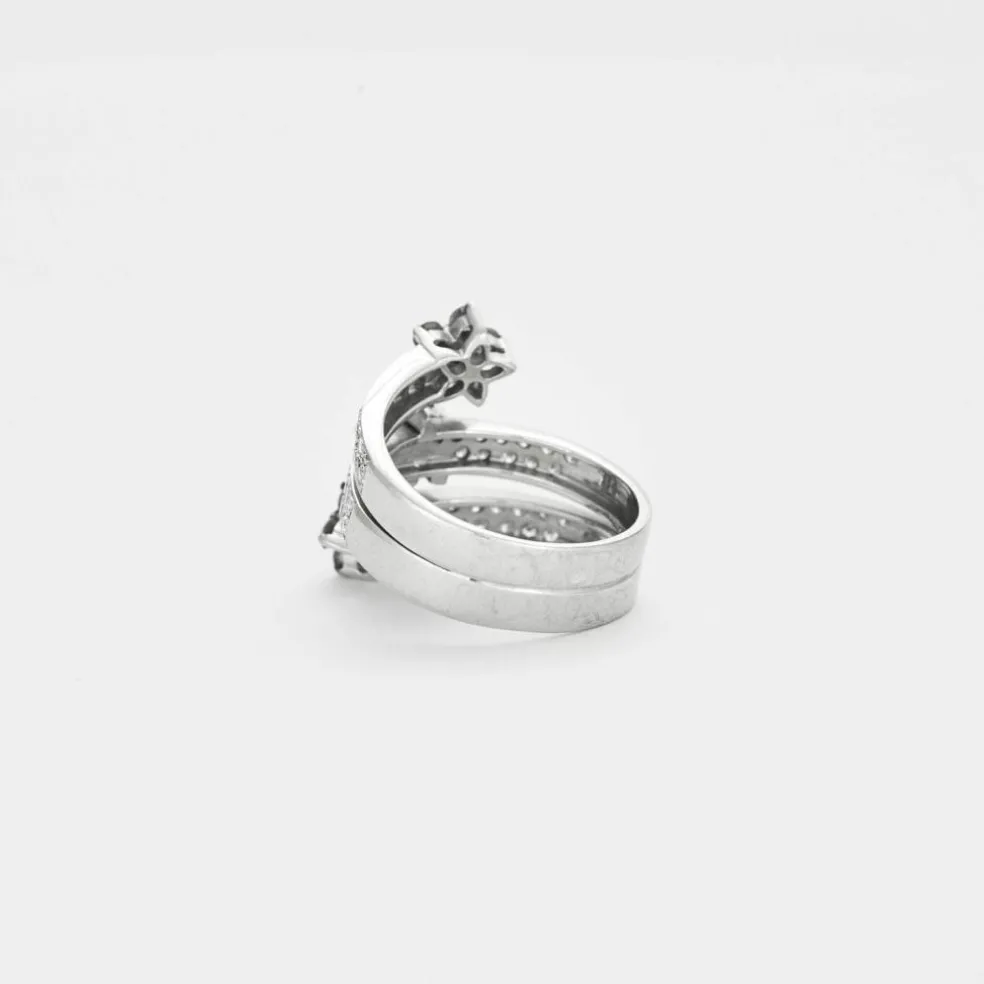 Bague trois joncs en or gris avec diamants