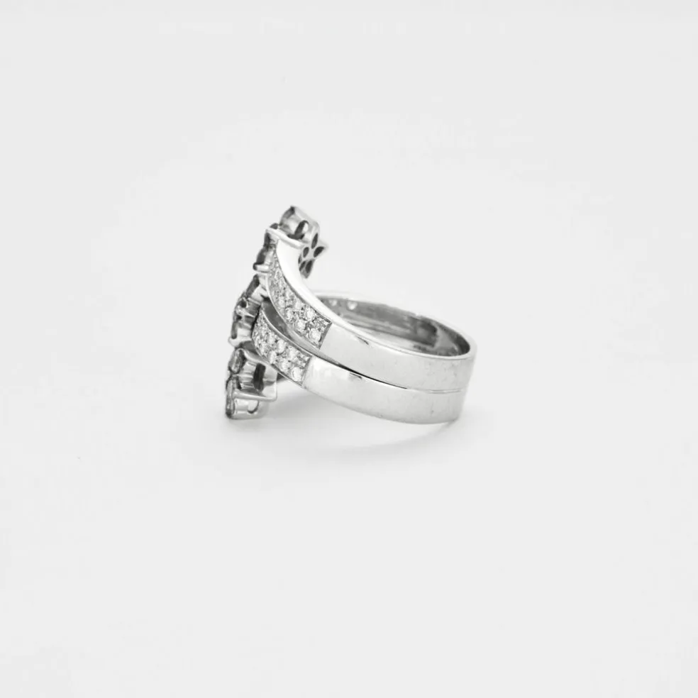 Bague trois joncs en or gris avec diamants