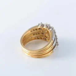 Bague trois rangs or jaune diamants