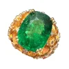Bague Tsavorite 7,20 carats et pavage de citrines