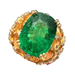 Bague Tsavorite 7,20 carats et pavage de citrines