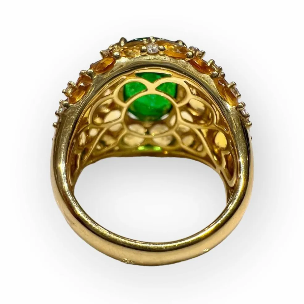 Bague Tsavorite 7,20 carats et pavage de citrines