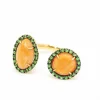 Bague TSAVORITE en or et corail naturel
