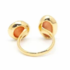 Bague TSAVORITE en or et corail naturel