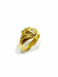 Bague tête de lion en or
