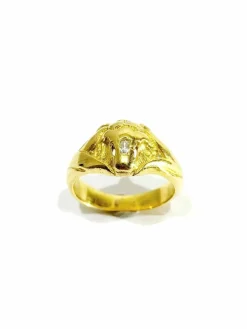 Bague tête de lion en or