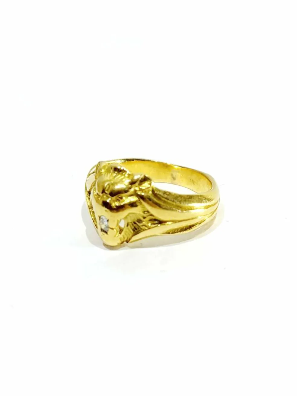 Bague tête de lion en or