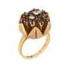 Bague tulipe en diamant et pierres précieuses des années 60