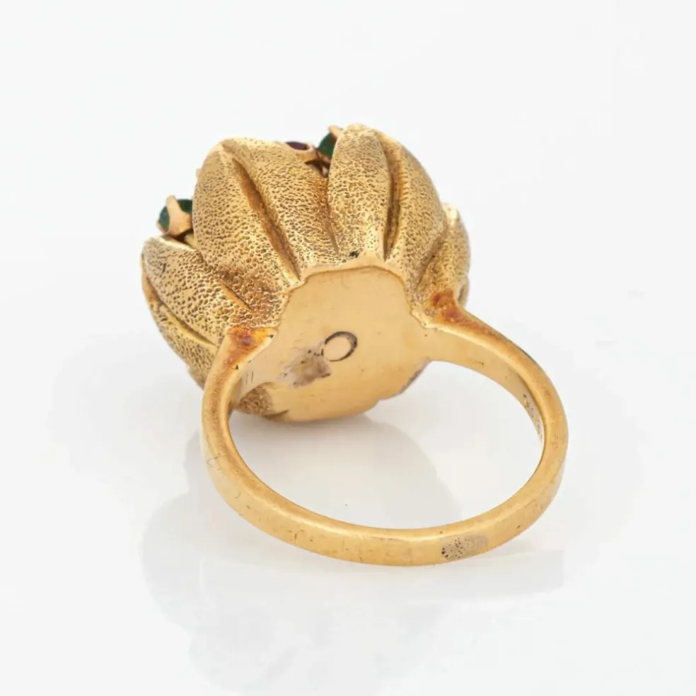 Bague tulipe en diamant et pierres précieuses des années 60
