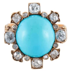 Bague turquoise et diamants, XIXème