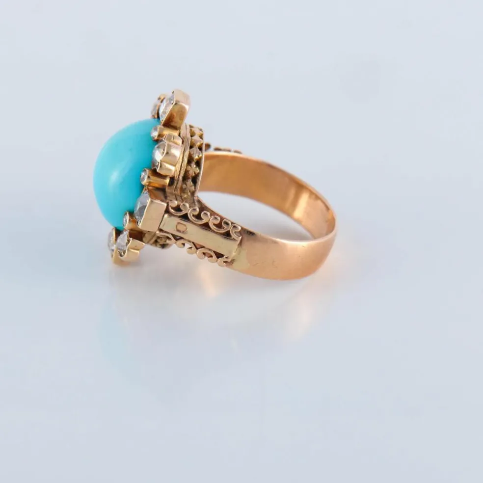 Bague turquoise et diamants, XIXème