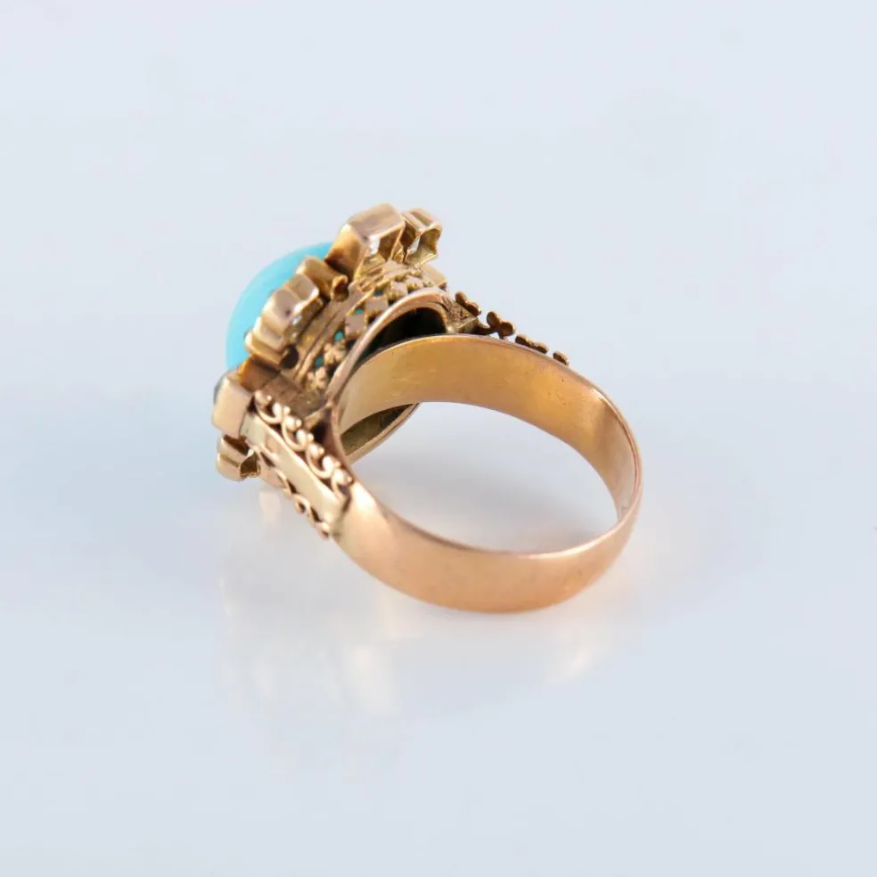 Bague turquoise et diamants, XIXème