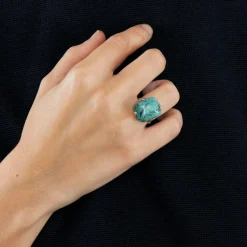 Bague turquoise et or blanc