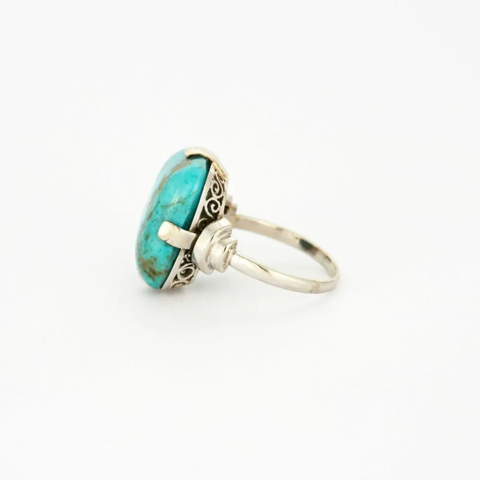 Bague turquoise et or blanc