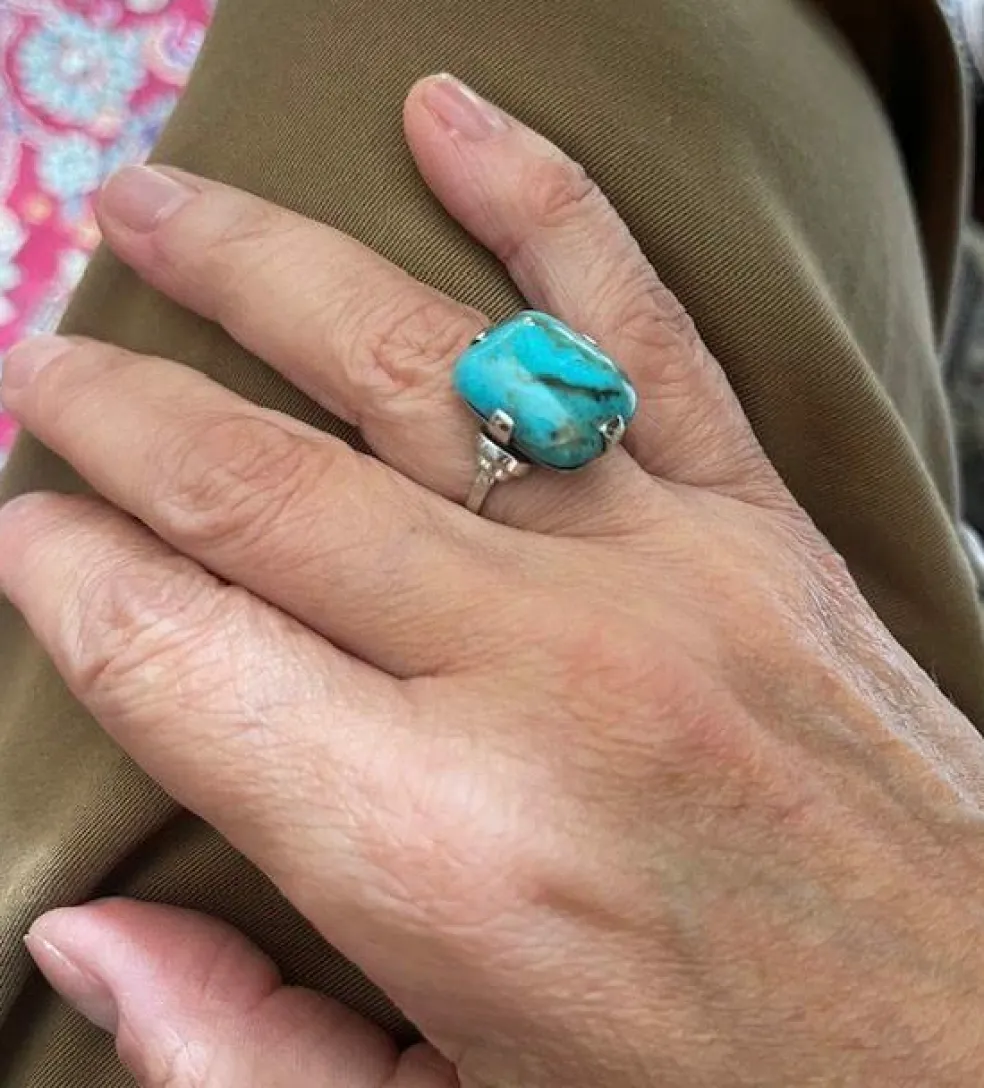 Bague turquoise et or blanc