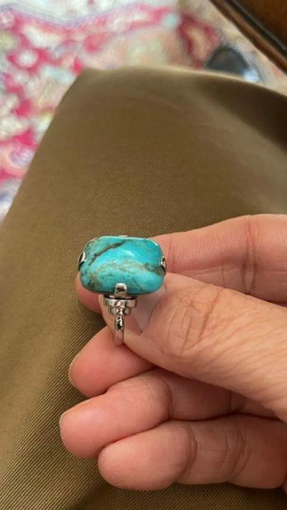 Bague turquoise et or blanc