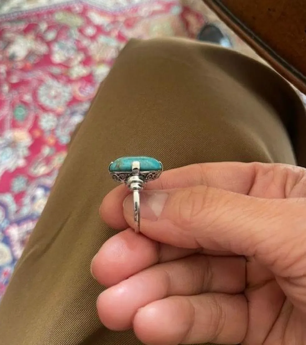 Bague turquoise et or blanc