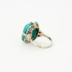 Bague turquoise et or blanc