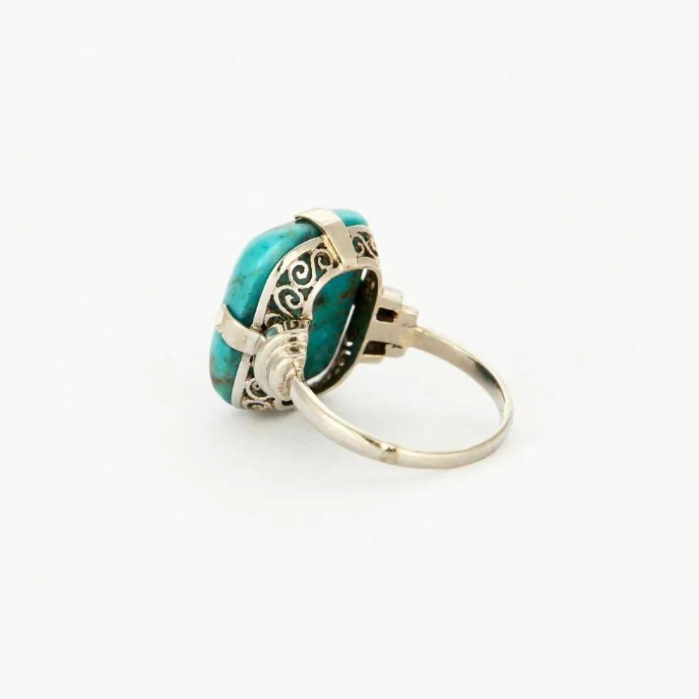 Bague turquoise et or blanc