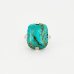 Bague turquoise et or blanc