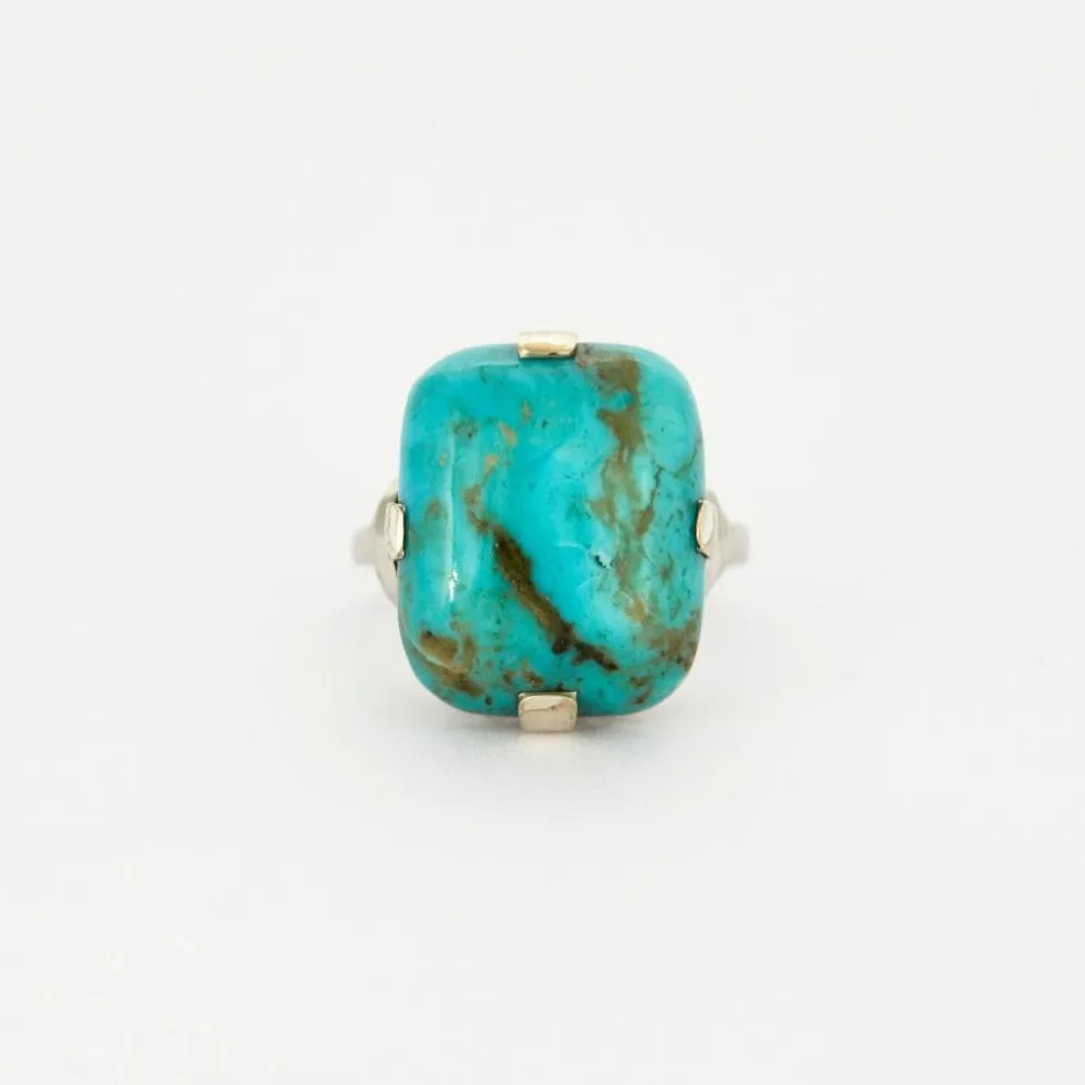 Bague turquoise et or blanc
