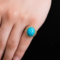 Bague turquoise, or rose