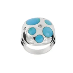 Bague turquoises et diamants