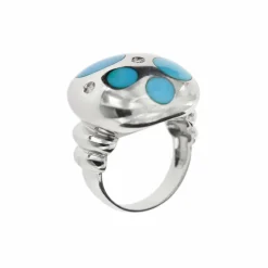 Bague turquoises et diamants