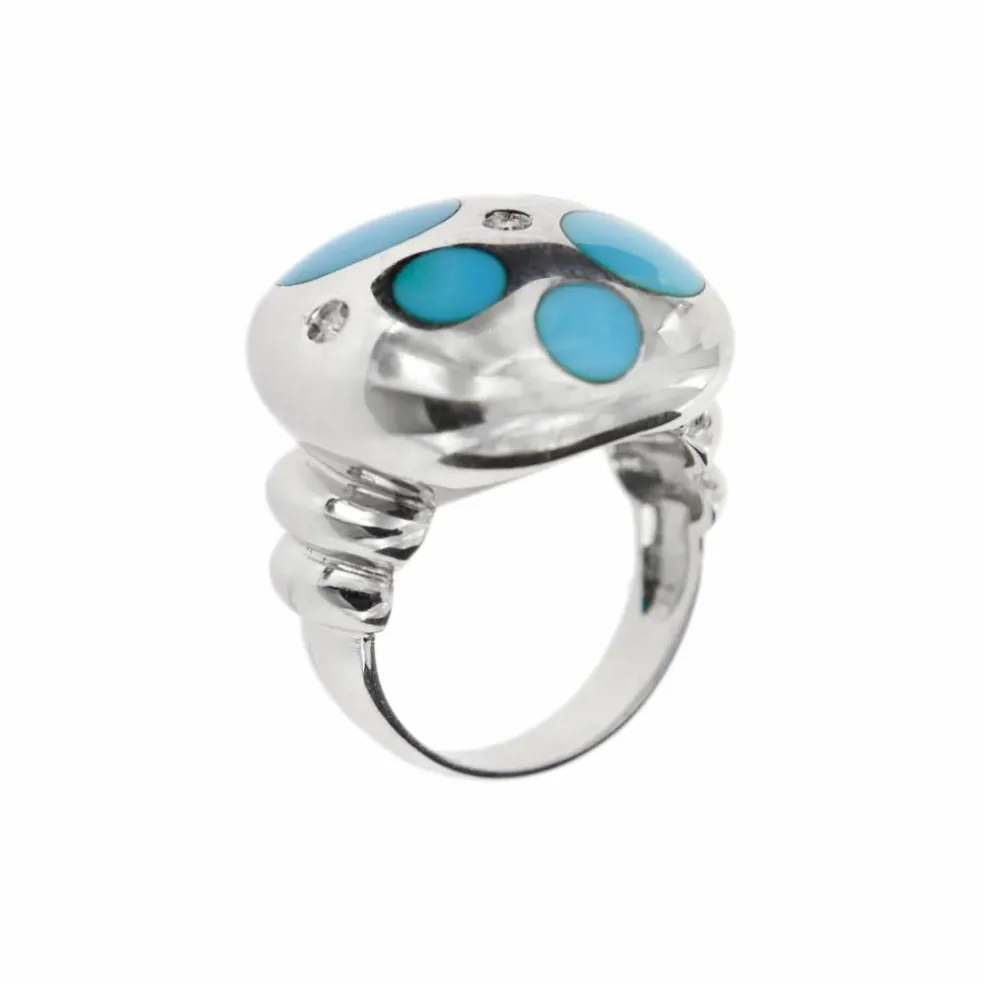 Bague turquoises et diamants