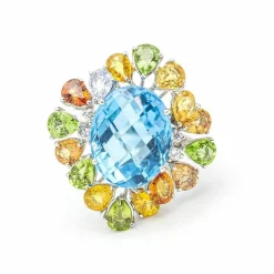 Bague Tutti Frutti Or blanc Diamant Saphir