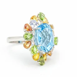 Bague Tutti Frutti Or blanc Diamant Saphir