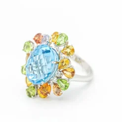 Bague Tutti Frutti Or blanc Diamant Saphir