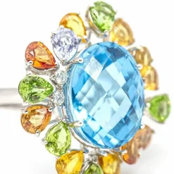 Bague Tutti Frutti Or blanc Diamant Saphir