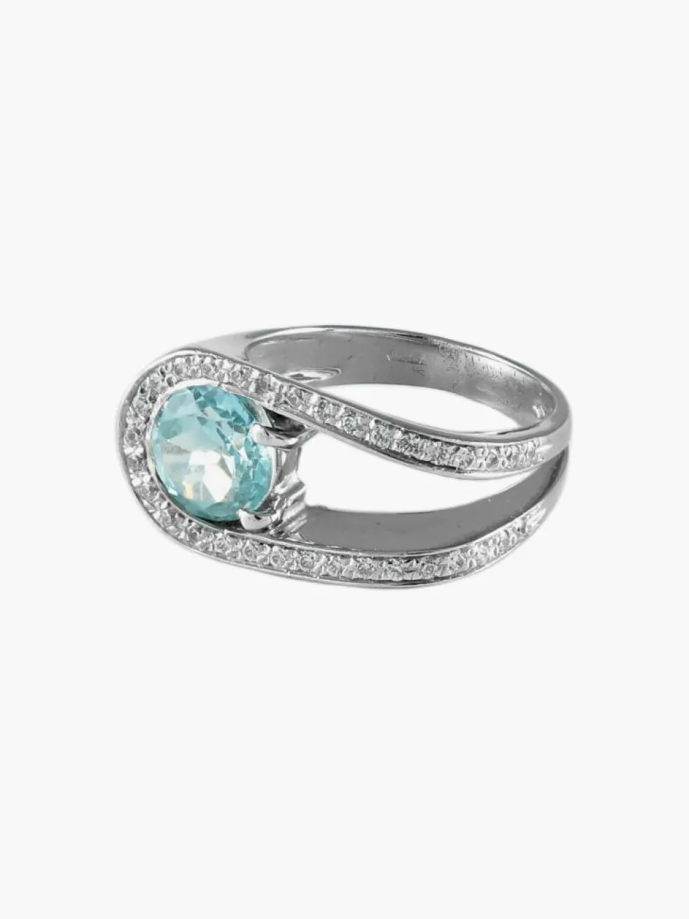 BAGUE "U" AIGUE-MARINE & DIAMANTS
