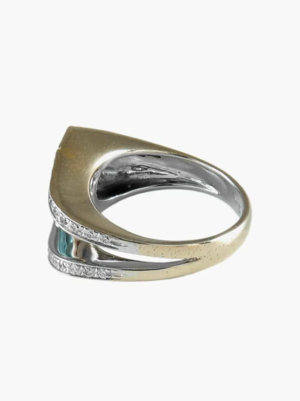 BAGUE "U" AIGUE-MARINE & DIAMANTS