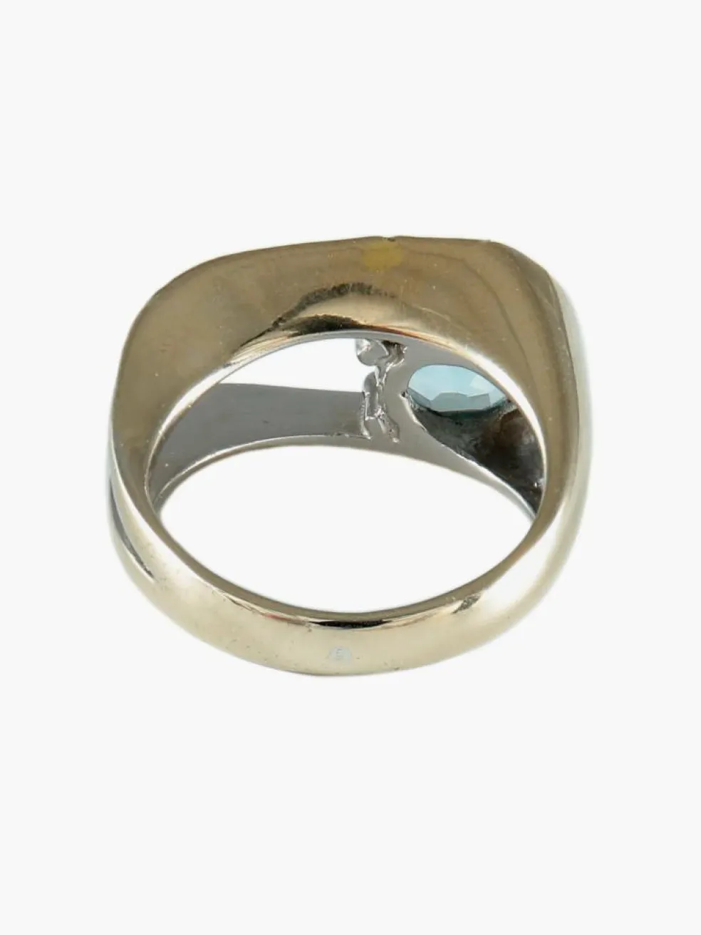 BAGUE "U" AIGUE-MARINE & DIAMANTS