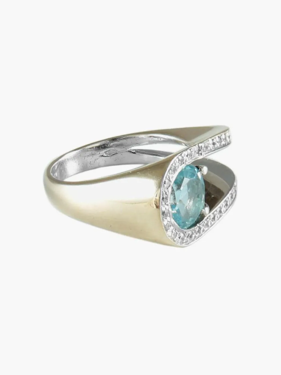 BAGUE "U" AIGUE-MARINE & DIAMANTS