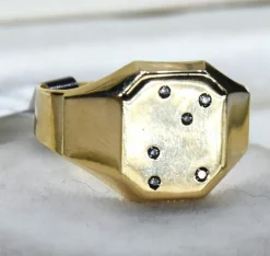 Bague unisexe or jaune diamants