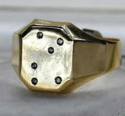 Bague unisexe or jaune diamants