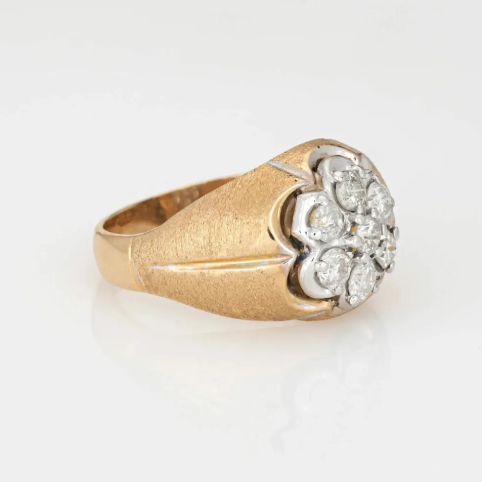 Bague unisexe vintage des années 70 avec diamant 1 ct