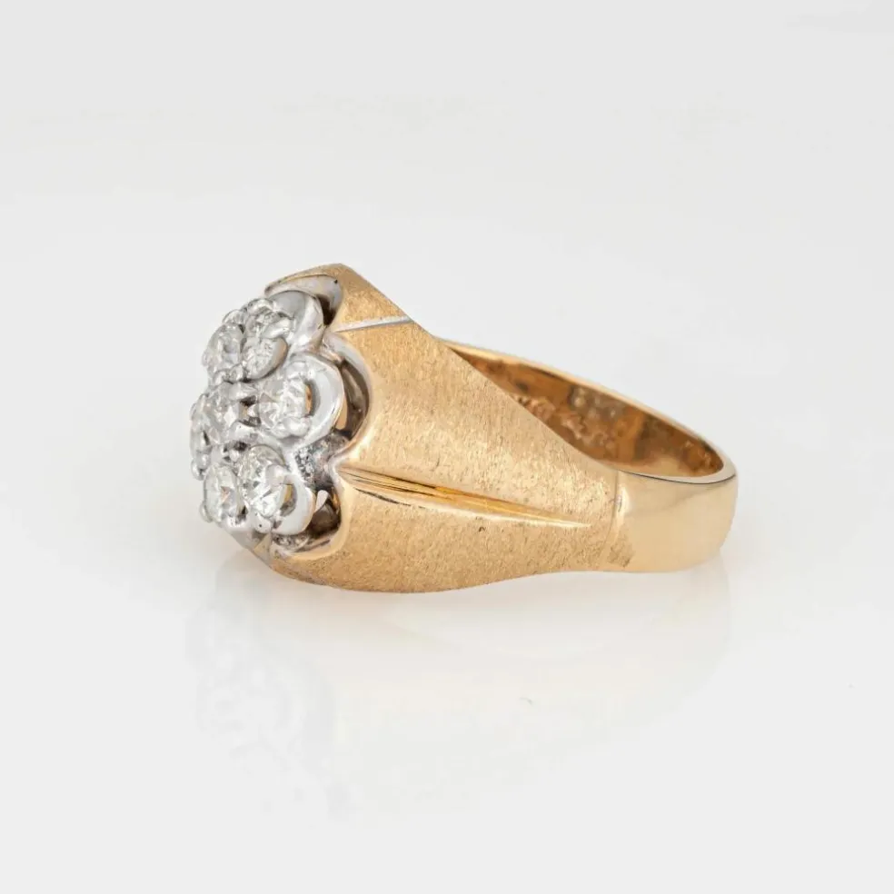 Bague unisexe vintage des années 70 avec diamant 1 ct