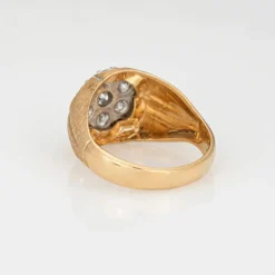 Bague unisexe vintage des années 70 avec diamant 1 ct
