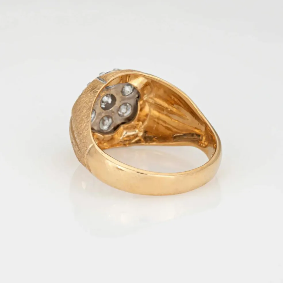 Bague unisexe vintage des années 70 avec diamant 1 ct