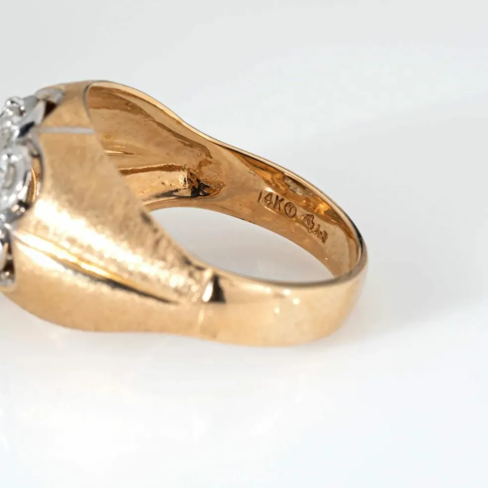 Bague unisexe vintage des années 70 avec diamant 1 ct