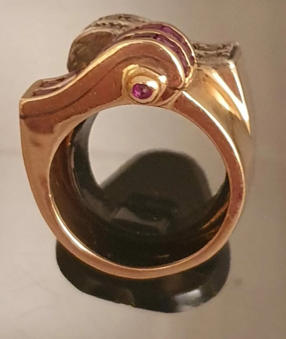 Bague "Vague" 2 Ors Rubis Diamants