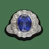 Bague vers 1930 en Or gris 18k et platine avec verneuil et diamants. taille 55.