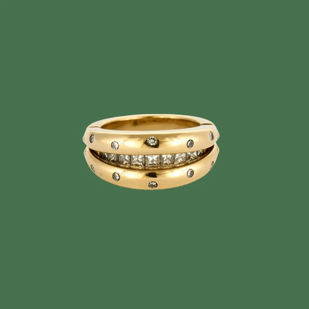 BAGUE VERSATILE OR JAUNE ET DIAMANTS.